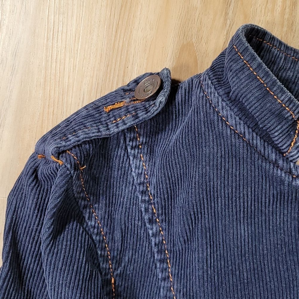 🔹️Rare Vintage Blue Corduroy Buttoned Front Military Jacket Medium - Picture 4 of 9